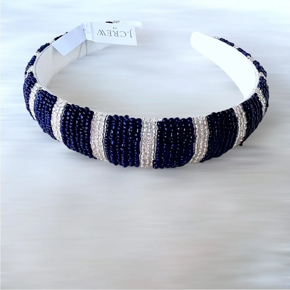 J. Crew Elegant Blue and White Puffy Beaded Headband